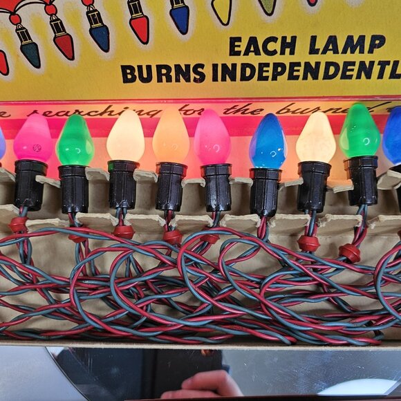 Vintage 15 Working Noma Christmas Lights Red Rings Original Festive Box - Picture 3 of 16